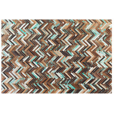 Beliani Rug Amasya Brown 140 X 200 Cm Leather - image 1