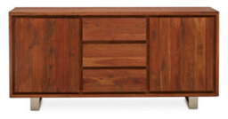 Orsina Acacia Two Door Sideboard, Solid Acacia Wood Cabinet With 3 Drawer And 2 Door Storage, Sleek Metal Legs - thumbnail 5