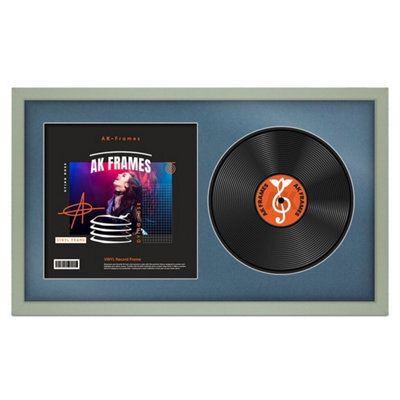 "30X17"" Green Modern Vinyl Record Frame With Pompadour Mount For 12 Inch Lp Album Cover & Disc - Ak Frames" - image 1
