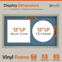 "30X17"" Green Modern Vinyl Record Frame With Pompadour Mount For 12 Inch Lp Album Cover & Disc - Ak Frames" - thumbnail 2