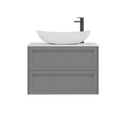 Royal Bathrooms Royal Bathroom Elmore 800mm Matt Pebble Grey Wall Mounted Countertop Bathroom Vanity Unit 2 Drawer With Cesar Basin - thumbnail 7