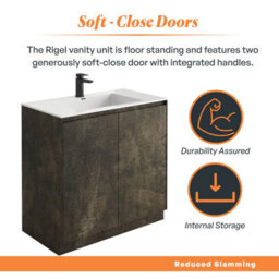 Plum&clay Rigel Metallic Brown Floor Standing Bathroom Vanity Unit With White Basin (W)900mm (H)850mm - thumbnail 3