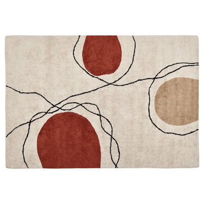 Beliani Rug Bolat Beige 140 X 200 Cm Cotton - image 1