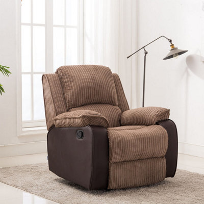 More4Homes Postana Jumbo Cord Fabric Manual Recliner Armchair Lounge Home Reclining Chair (Brown) - image 1