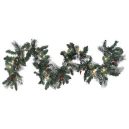 Beliani Pre-Lit Frosted Christmas Garland 180 Cm Green Wapta - thumbnail 1