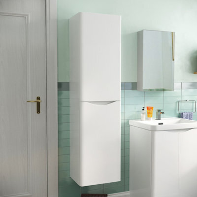Nes Home Bathroom 1500mm White Wall Hung Furniture Tall Storage Cabinet - image 1