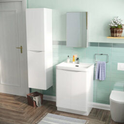 Nes Home Bathroom 1500mm White Wall Hung Furniture Tall Storage Cabinet - thumbnail 2