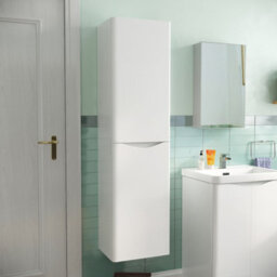 Nes Home Bathroom 1500mm White Wall Hung Furniture Tall Storage Cabinet - thumbnail 1