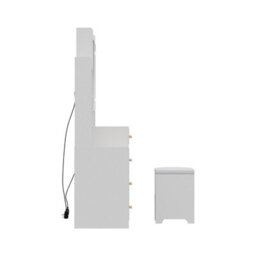 Living And Home Dressing Table And Stool Set With Led Mirror And Built-In Electrical Outlet - thumbnail 3