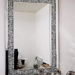 Deenz Large Jewel Wall Mirror Loose Diamante New Crystal Square Decor Mirror Gift 90Cm X 65Cm