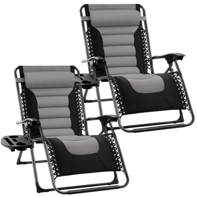 Groundlevel Set Of 2 Extra Wide Luxury Gravity Garden Sun Lounger / Relaxer Chair - image 1