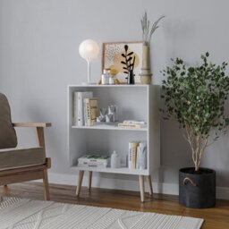 Urbn-Living Urbnliving 60Cm Height 2 Tier White Wooden Storage Bookcase Shelf With Pine Legs