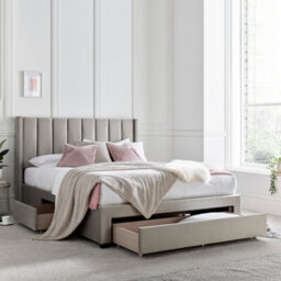 Elegance Champagne Upholstered - King Size Drawer Bed Frame Only - thumbnail 2