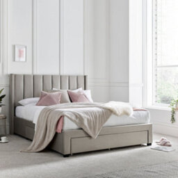 Elegance Champagne Upholstered - King Size Drawer Bed Frame Only - thumbnail 1