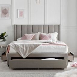 Elegance Champagne Upholstered - King Size Drawer Bed Frame Only - thumbnail 4