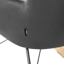 Beliani Black Velvet Rocking Chair With Metal Legs - Compact Modern Rocking Armchair - thumbnail 9