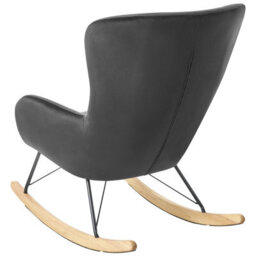 Beliani Black Velvet Rocking Chair With Metal Legs - Compact Modern Rocking Armchair - thumbnail 4