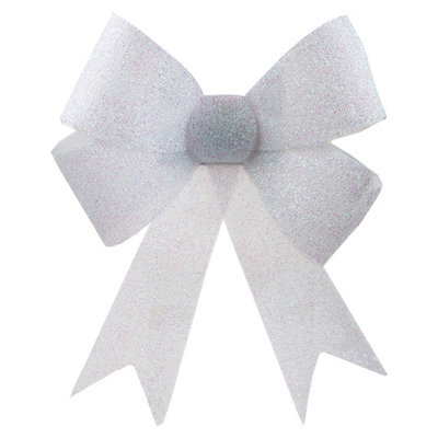 Tinsel Bow Christmas Decoration X 1 37Cm X 49Cm X 13Cm White - image 1