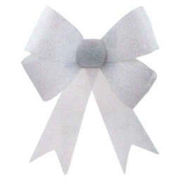 Tinsel Bow Christmas Decoration X 1 37Cm X 49Cm X 13Cm White - thumbnail 1