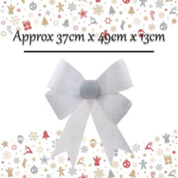 Tinsel Bow Christmas Decoration X 1 37Cm X 49Cm X 13Cm White - thumbnail 2