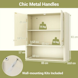 Wall Mounted Bathroom Cabinet With Adjustable Shelf Fluted Beige - thumbnail 2