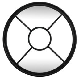 Hill Interiors Black Wood Round Window Mirror - Glass - L2 X W100 X H100 Cm - Black