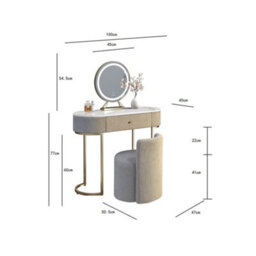 CARME Home Romy Mocha Bouclé Dressing Table With Evie Led Mirror & Hattie Bouclé Stool - thumbnail 8