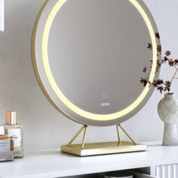 CARME Home Romy Mocha Bouclé Dressing Table With Evie Led Mirror & Hattie Bouclé Stool - thumbnail 3