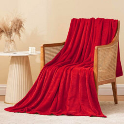 Alivio Faux Fur Mink Throw Luxury Super Soft Plain Bed Sofa Settee Throw Blanket- Large - Red - thumbnail 6