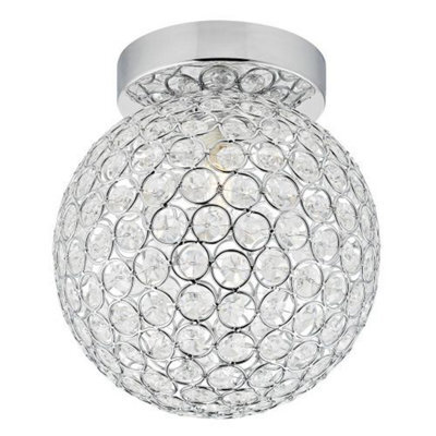 Happy Homewares Modern Chrome And Clear Glass Ip44 Rated Bathroom Ceiling Light - image 1