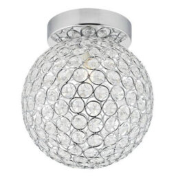 Happy Homewares Modern Chrome And Clear Glass Ip44 Rated Bathroom Ceiling Light - thumbnail 1