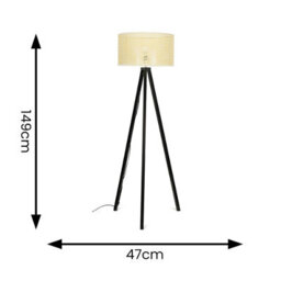Valuelights Barbro Black Tripod Floor Lamp With Wicker Shade - thumbnail 9