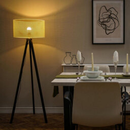 Valuelights Barbro Black Tripod Floor Lamp With Wicker Shade - thumbnail 6