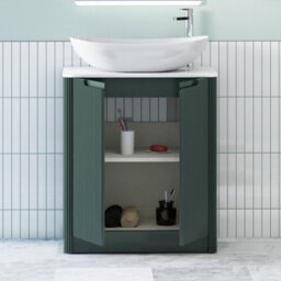 Royal Bathrooms Avenza 700mm Deep Moss Green Floor Standing Bathroom Vanity Unit 2 Door With Cesar Basin - thumbnail 5