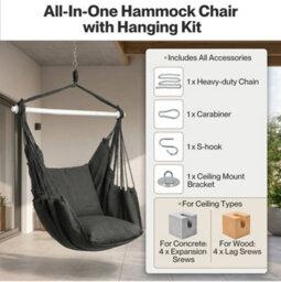 Mountview Hammock Chair Hanging Rope Swing Seat Indoor Outdoor With Cushions - thumbnail 8