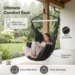 Mountview Hammock Chair Hanging Rope Swing Seat Indoor Outdoor With Cushions - thumbnail 6