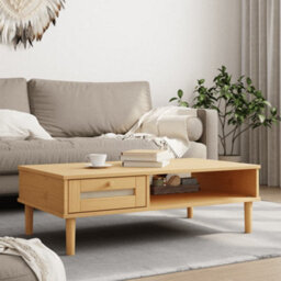 Berkfield Coffee Table Senja Rattan Look Brown 100X55X33 Cm Solid Wood - thumbnail 1
