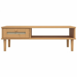 Berkfield Coffee Table Senja Rattan Look Brown 100X55X33 Cm Solid Wood - thumbnail 5