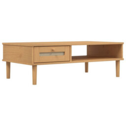 Berkfield Coffee Table Senja Rattan Look Brown 100X55X33 Cm Solid Wood - thumbnail 2