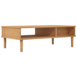 Berkfield Coffee Table Senja Rattan Look Brown 100X55X33 Cm Solid Wood - thumbnail 8