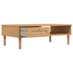 Berkfield Coffee Table Senja Rattan Look Brown 100X55X33 Cm Solid Wood - thumbnail 6
