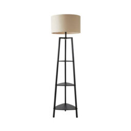 Valuelights Hiru Black 3 Tier Shelf Floor Lamp With Cream Shade And Bulb - thumbnail 7