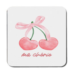 Benjamin Tate Design Ma Cherie Placemat And Coaster Set Cherry Print Collection Luxury Wood Base Limited Edition - thumbnail 3