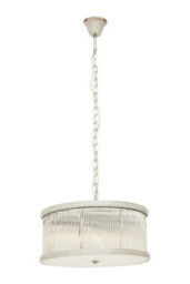 Orsina Nickel Pendant Light, Drum-Shaped 6 Bulb Ceiling Fixture, Fluted Clear Glass Panels, Contemporary Lighting - thumbnail 4