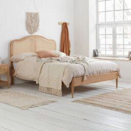 Leonie Rattan Oak Wooden Bed Frame - 5Ft King Size