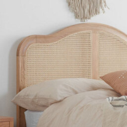 Leonie Rattan Oak Wooden Bed Frame - 5Ft King Size - thumbnail 3