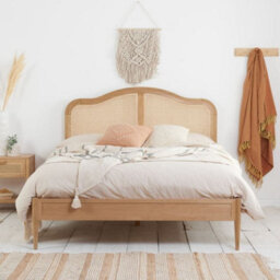 Leonie Rattan Oak Wooden Bed Frame - 5Ft King Size - thumbnail 2