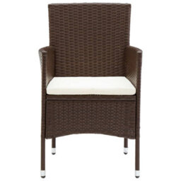 Berkfield 5 Piece Garden Bistro Set Poly Rattan And Tempered Glass Brown - thumbnail 4
