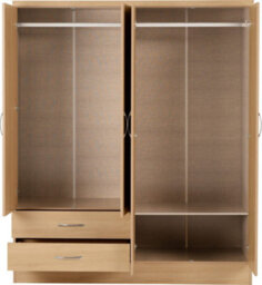 Seconique Nevada 4 Door 2 Drawer Mirrored Wardrobe In Sonoma Oak Effect Finish - thumbnail 3