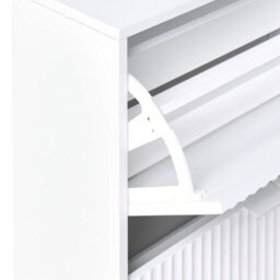Wyld And Coco Novahome Shoe Storage Cabinet White Mdf 2 Pull-Down Compartments Fluted Front Slim Legs W60 X D24 X H85Cm - thumbnail 7